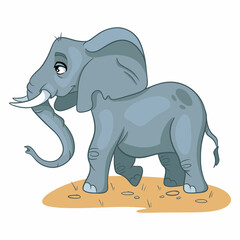 Animal character funny elephant in cartoon style. Children's illustration.