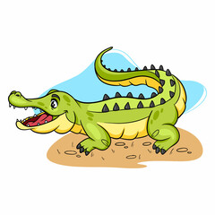Animal character funny crocodile in cartoon style. Children's illustration.