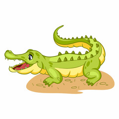 Fototapeta premium Animal character funny crocodile in cartoon style. Children's illustration.
