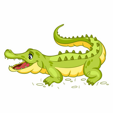 Animal character funny crocodile in cartoon style. Children's illustration.