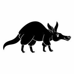 Animal character funny aardvark silhouette. Children's illustration.
