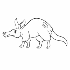 Animal character funny aardvark in line style. Children's illustration.