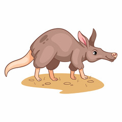 Animal character funny aardvark in cartoon style. Children's illustration.