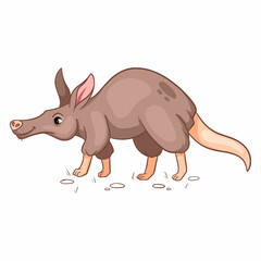 Animal character funny aardvark in cartoon style. Children's illustration.