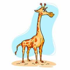 Animal character funny giraffe in cartoon style. Children's illustration.