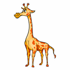 Animal character funny giraffe in cartoon style. Children's illustration.