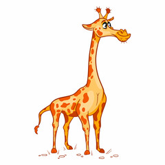 Animal character funny giraffe in cartoon style. Children's illustration.