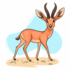 Animal character funny gazelle in cartoon style. Children's illustration.