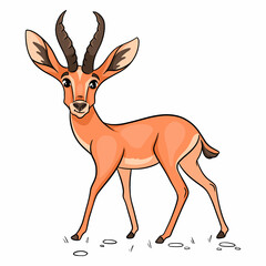 Animal character funny gazelle in cartoon style. Children's illustration.