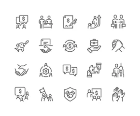 Fotobehang Simple Set of Business Cooperation Related Vector Line Icons. Contains such Icons as Partnership, Synergy, Interaction and more. Editable Stroke. 48x48 Pixel Perfect. © davooda