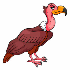 Animal character funny vulture in cartoon style. Children's illustration.