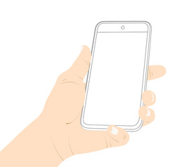 Phone screen, blank screen, holding phone, smart phone, telephone, message, empty, flat, blank, screen vector stock.