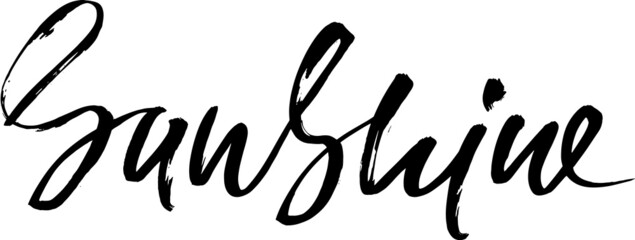 Sunshine. Modern dry brush lettering. Vector illustration.