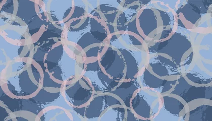 Foto op Plexiglas Unieke geschilderde cirkelstempels textiel print. Ronde vorm plek overlappende elementen vector naadloos © SunwArt