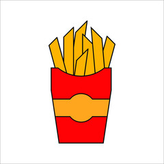 Fast Food French Fries Icon, vector illustration on White Background. color editable eps 10