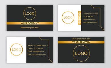 Set of different business card designs with icons on grey background. Collection of simple minimalistic business cards for a business company. Flat cartoon vector illustration