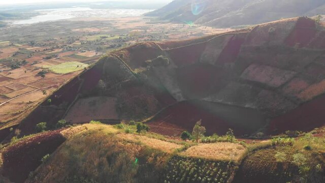 Aerial view of Chu Dang Ya volcano, an extinct volcano in Gia Lai Province, one of the most beautiful destination in the Central Highlands of Vietnam.