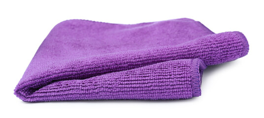 Clean purple microfiber cloth isolated on white