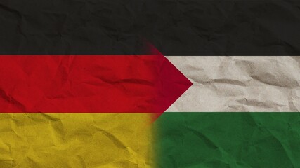 Palestine and Germany Flags Together, Crumpled Paper Effect Background 3D Illustration