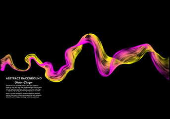Fototapeta premium Abstract background dynamic yellow and pink lines waves. Vector illustration