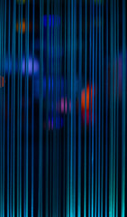 Blue light lines and dots from fiber optic wires on a dark background, computer communications idea, selective focus, blur, dark background