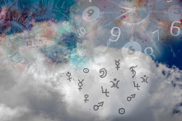 Sky and astrological symbols of the planets
