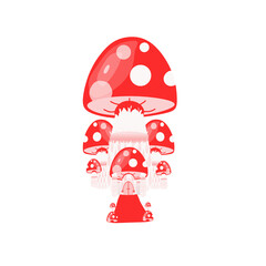 Magnificent Red and White Mushroom Castle