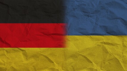 Ukraine and Germany Flags Together, Crumpled Paper Effect Background 3D Illustration