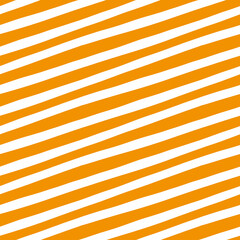 Diagonal orange and white stripes seamless pattern for Halloween wrapping, party decoration. Holiday scrapbooking paper design with hand-drawn lines.