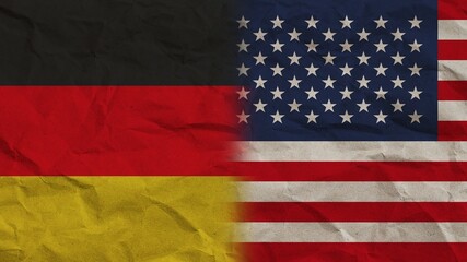 United States of America and Germany Flags Together, Crumpled Paper Effect Background 3D Illustration