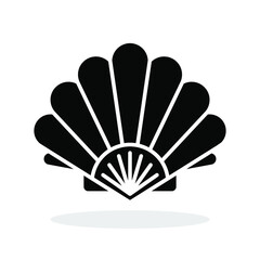 Sea shell icon. Pearl shell icon. Vector illustration. Shell vector icon. Black seashell icon