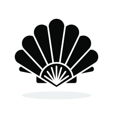 Sea shell icon. Pearl shell icon. Vector illustration. Shell vector icon. Black seashell icon