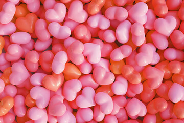 たくさんのハート。3Dレンダリング