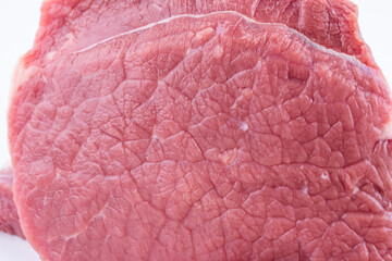 Piece of fresh horqin beef on white background