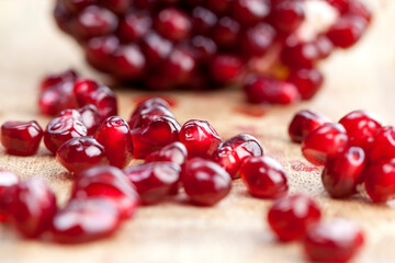 red and ripe fruit pomegranate with red grains