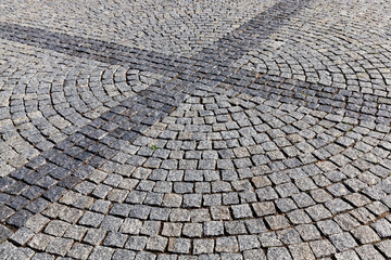 a modern road made of cobblestones and stones
