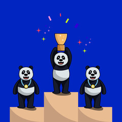 Pandas get trophies