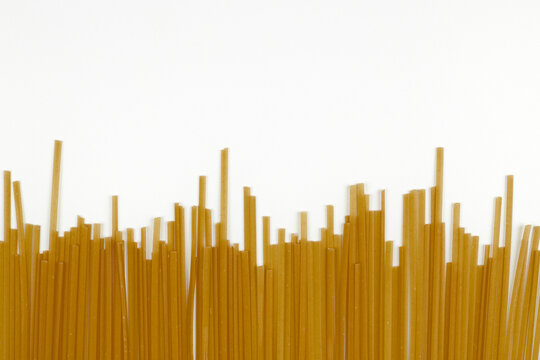 Uncooked spaghetti, bunch of italian pasta