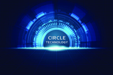Abstract blue technology background with light.Circle technology digital.Innovation digital concept.