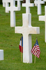 Colleville-Sur-Mer, France - 08 03 2021: Normandy American Cemetery and Memorial and the grave of...