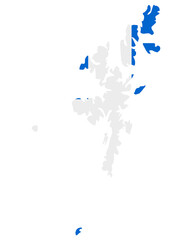 Fototapeta premium Fahne in Landkarte der Shetland Inseln