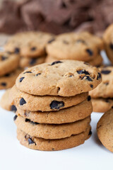 mixed oatmeal and wheat flour cookies close up