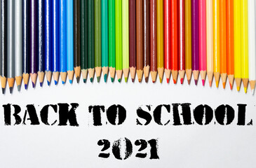 Back to school. 2023. Back to school 2023, pencils. White background with space for text. Text Back to school 2023. Horizontal photography.