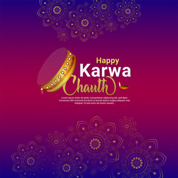 Creative happy karwa chauth celebration background with chalni