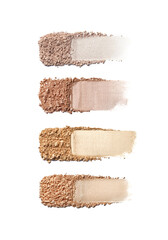 Fototapeta na wymiar Collection of makeup powder isolated on white 