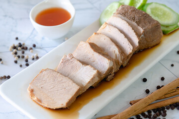 Slice stewed prok with soy sauce, traditional chinese food
