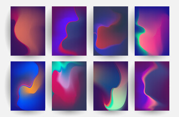 Vector blurred backgrounds set with modern abstract blurred color gradient patterns