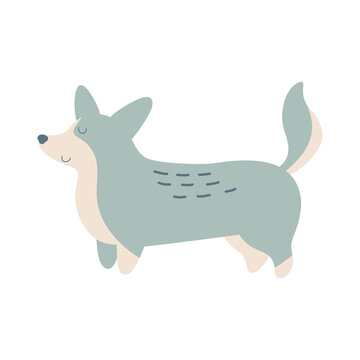 Isolated vector illustration of a Welsh corgi dog