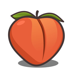 illustration of peach fruit on white background