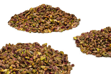 Peeled tasty pistachios as a background.